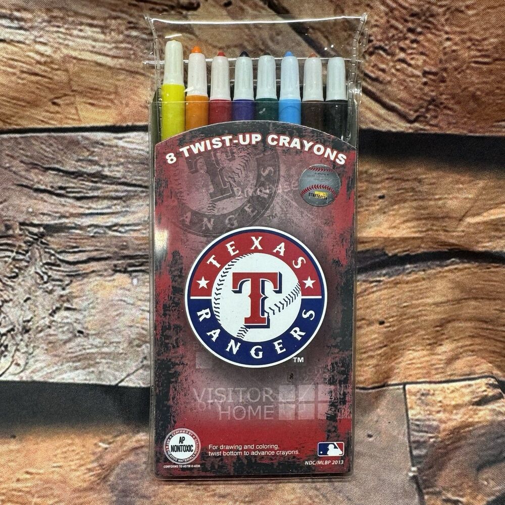 Texas Rangers MLB 8 Pack Twist Up Crayons New Sealed Kids School Art Supplies